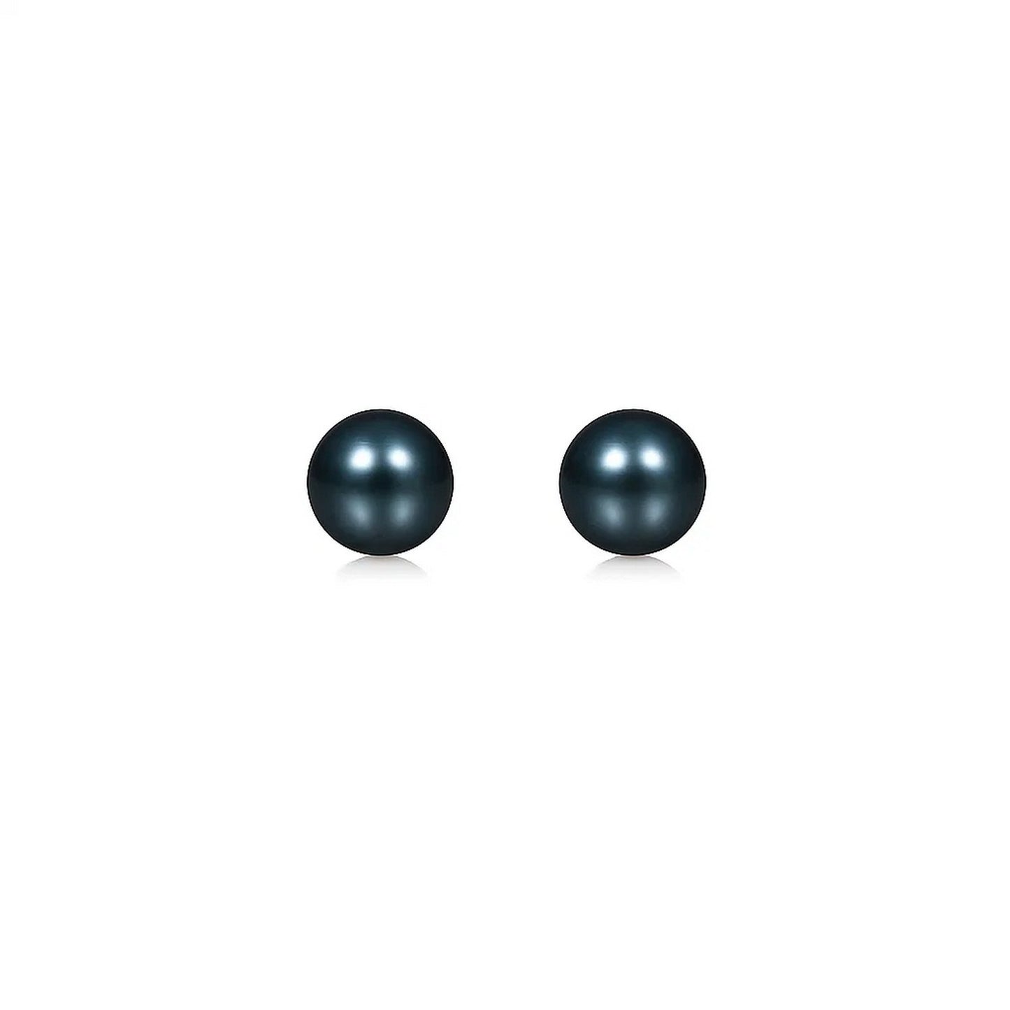 14k Yellow Gold Cultured Black Pearl Stud Earrings (7mm)