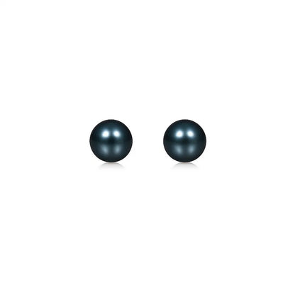 14k Yellow Gold Cultured Black Pearl Stud Earrings (7mm)