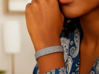 Woven Rope Bracelet with White Sapphire Accented Clasp in Sterling Silver