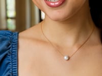 14k Rose Gold Pearl Solitaire Necklace